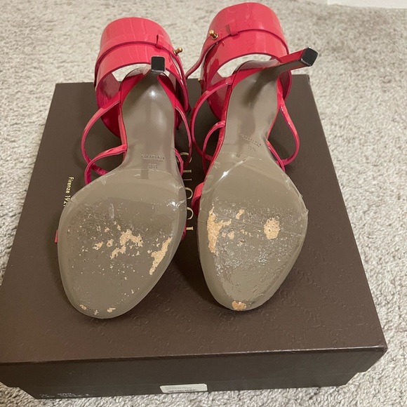 Gucci Ursula Horsebit Pink Patent Leather Heels - Picture 4 of 5
